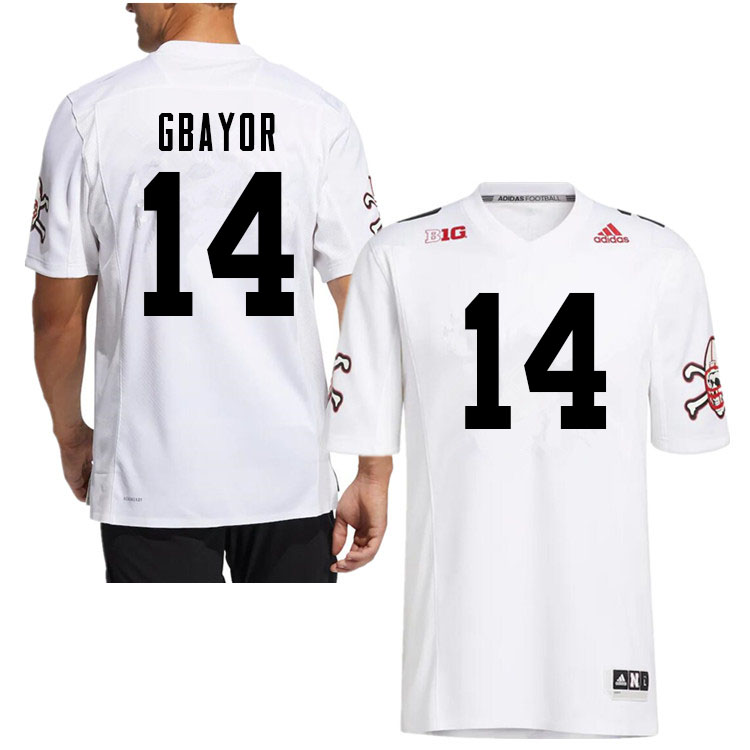Men #14 Mikai Gbayor Nebraska Cornhuskers College Football Jerseys Sale-White Strategy